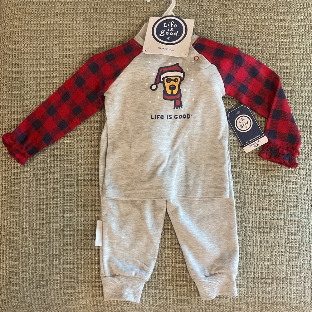 NWT “LIFE IS GOOD” 3 Piece Winter Set Adorable Hat! Size 12 Mos Baby